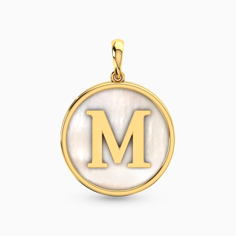 Instyle by L'azurde Letter M Pearl Pendant in 18K Gold - Image 1